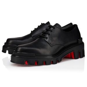 Christian Louboutin Trott Dune Uomo Flat Black Leather Platform Loafer 43.5 10.5